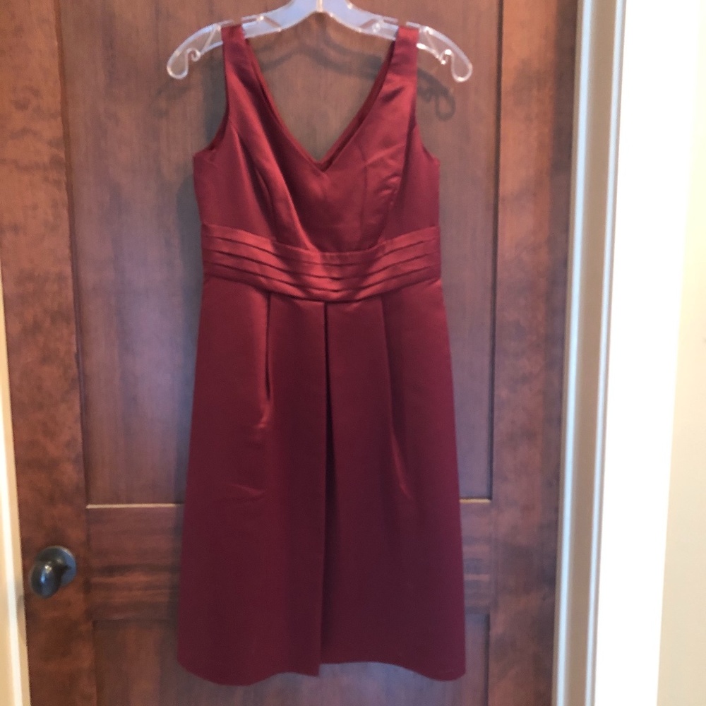 Rust/Maroon V-neck Dress